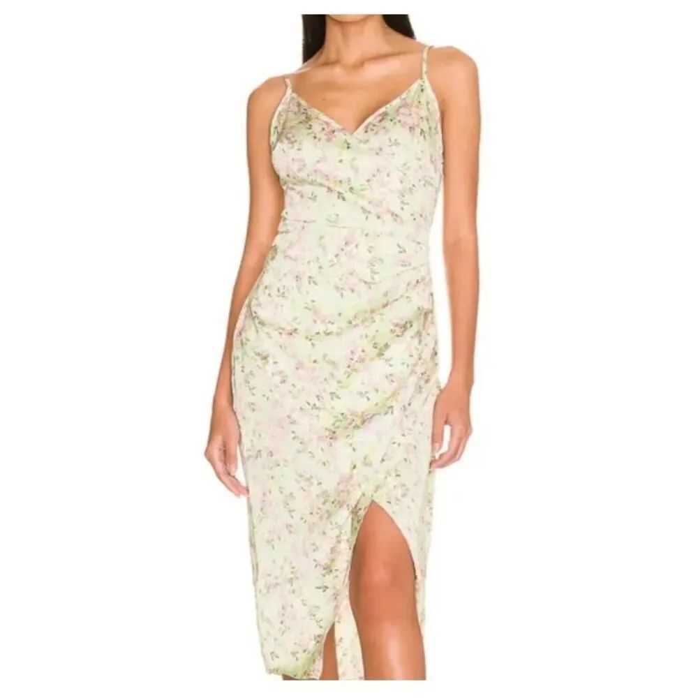 BCBG generation women’s mint, green floral, drape dress medium